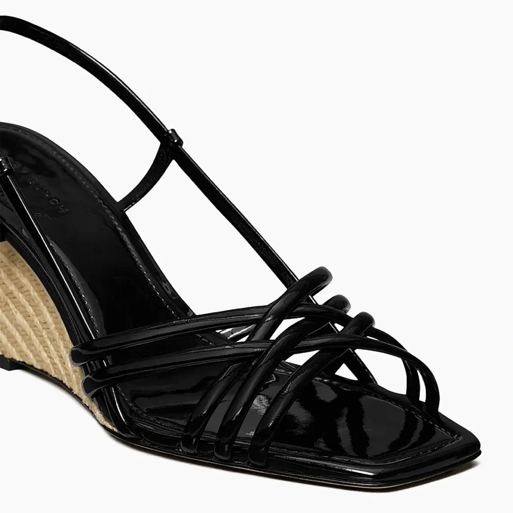 Tory Burch Multi Strap 75MM Wedge Sandals in Black